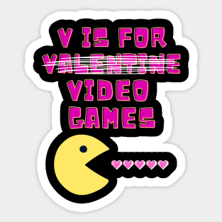 V Is For Video Games Funny Valentines Day Gamer Sticker